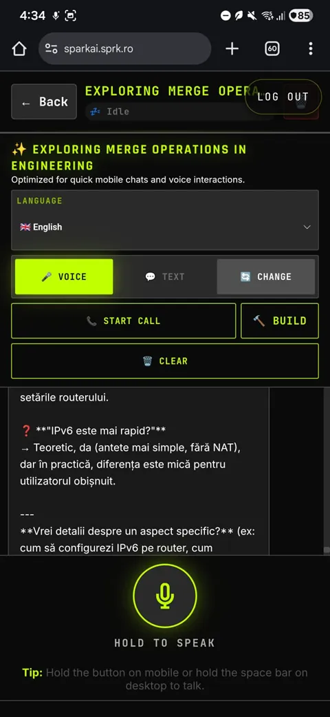SparkAI Canvas mobile view